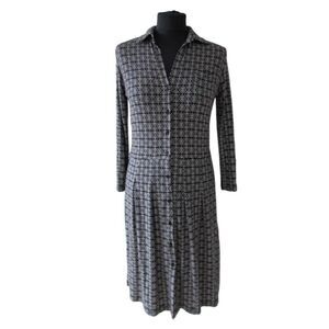 CAROLL Women’s Button Up Dress Black White Long Sleeve Collared Size 40 EU/ 8 US